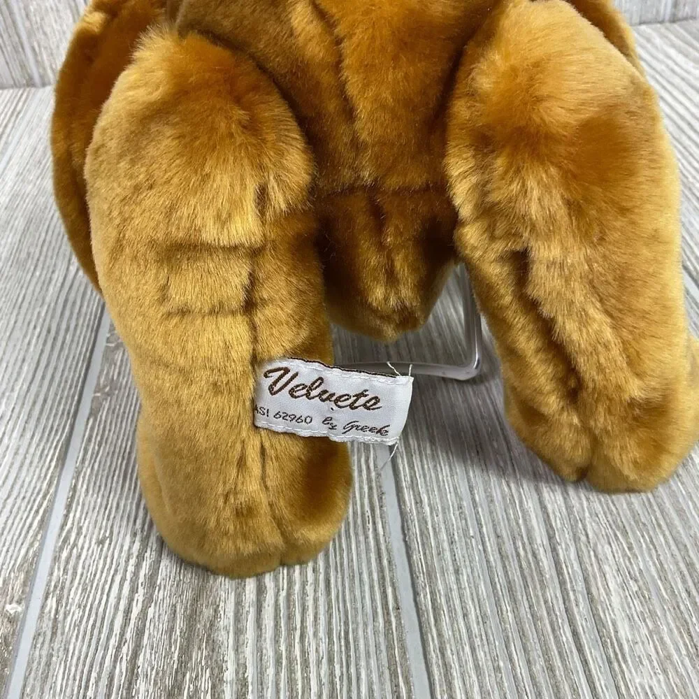 Vintage Velvete by Greek Teddy Bear Plush Brown Velvet Soft Stuffed Toy 8” Seate
